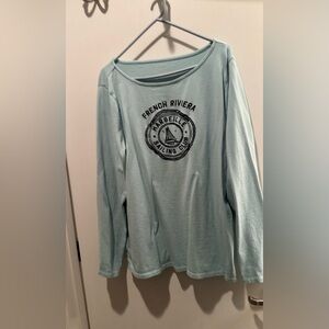 Talbots Light Blue 'French Riviera' Long Sleeve Graphic Tee